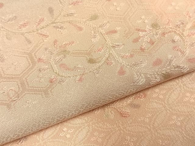 平和屋着物▽上質な小紋　単衣　唐草花文　地紋起こし　正絹　逸品　AABD0100fy
