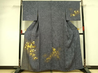 平和屋着物▽訪問着 単衣 花鳥文 金銀彩 正絹 逸品 AABD0101fy