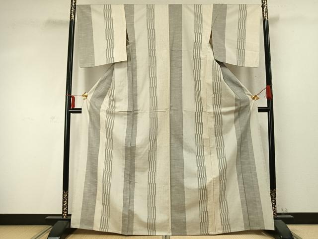 平和屋着物▽上質な紬 単衣 間道 正絹 逸品 AABD0105fy