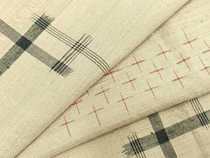 平和屋着物▽上質な紬 単衣 十字絣 正絹 逸品 AABD0111fy
