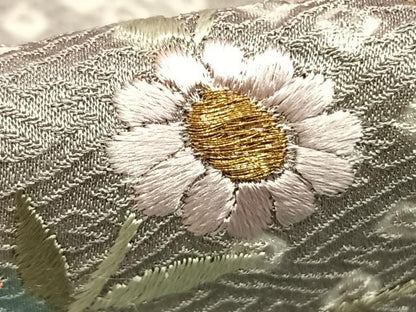 平和屋着物▽訪問着 単衣 絞り 刺繍 草花文 金糸 金彩 正絹 逸品 AABD0116fy