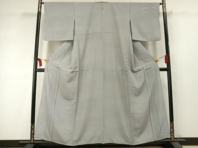 平和屋着物▽江戸小紋 単衣 万筋 灰色×白色 正絹 逸品 AABD0118fy