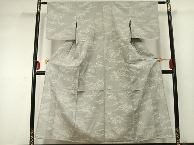 平和屋着物▽本塩沢 単衣 風景文 正絹 逸品 AABD0119fy