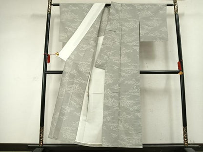 平和屋着物▽本塩沢 単衣 風景文 正絹 逸品 AABD0119fy