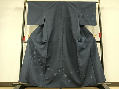 平和屋着物▽本塩沢 訪問着 単衣 色紙重ね文 正絹 逸品 AABD0124fy