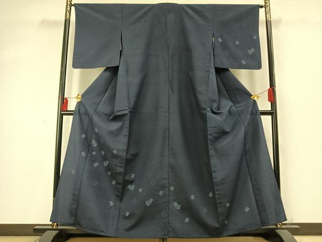 平和屋着物▽本塩沢 訪問着 単衣 色紙重ね文 正絹 逸品 AABD0124fy