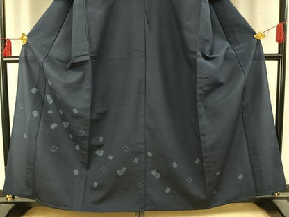 平和屋着物▽本塩沢 訪問着 単衣 色紙重ね文 正絹 逸品 AABD0124fy
