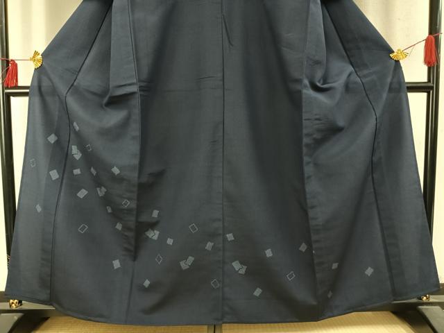 平和屋着物▽本塩沢 訪問着 単衣 色紙重ね文 正絹 逸品 AABD0124fy