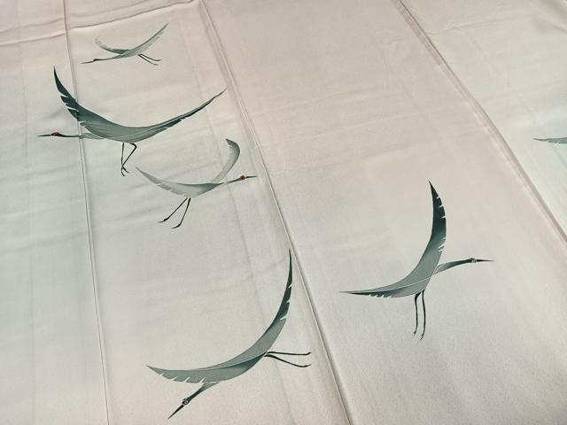 平和屋着物▽訪問着 単衣 刺繍 飛鳥文 金糸 正絹 逸品 AABD0127fy
