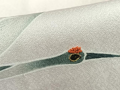 平和屋着物▽訪問着 単衣 刺繍 飛鳥文 金糸 正絹 逸品 AABD0127fy