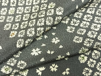 平和屋着物▽上質な小紋 単衣 間道 鬼しぼ縮緬 正絹 逸品 AABD0128fy