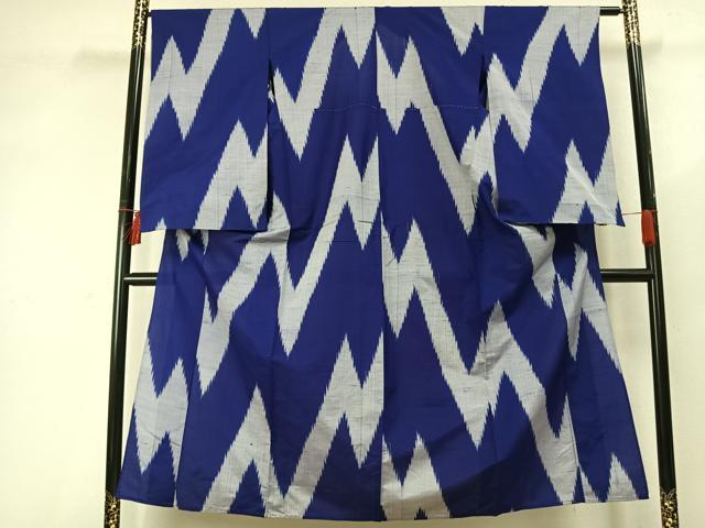 平和屋着物▽上質な紬 単衣 幾何学文様 正絹 逸品 AABD0129fy