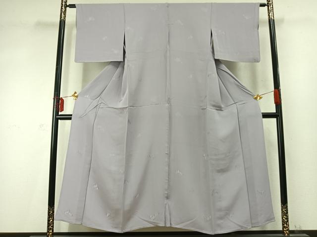 平和屋着物▽上質な色無地 単衣 樹林地紋 牡丹鼠色 正絹 逸品 AABD0131fy