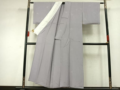 平和屋着物▽上質な色無地 単衣 樹林地紋 牡丹鼠色 正絹 逸品 AABD0131fy