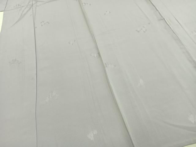平和屋着物▽上質な色無地 単衣 樹林地紋 牡丹鼠色 正絹 逸品 AABD0131fy