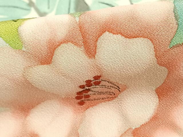 平和屋着物▽訪問着　単衣　手描き　草花文　正絹　逸品　AABD0132fy