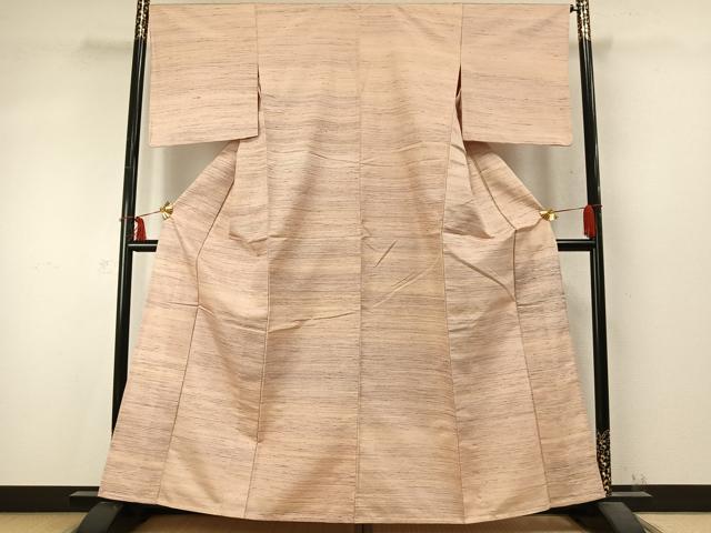 平和屋着物▽上質な紬 単衣 横縞 正絹 逸品 AABD0134fy