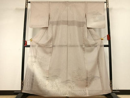 平和屋着物▽訪問着 無双 紗袷 紗×紗 手描き 風景花文 暈し染め 正絹 逸品 AABD0135fy