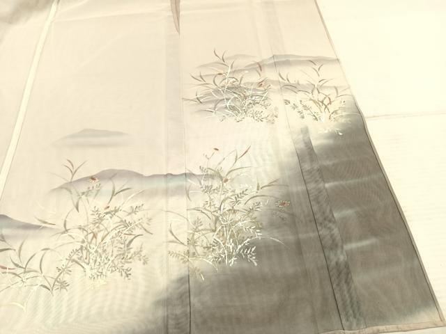 平和屋着物▽訪問着 無双 紗袷 紗×紗 手描き 風景花文 暈し染め 正絹 逸品 AABD0135fy