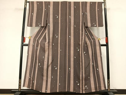 平和屋着物▽上質な小紋 単衣 駒 正絹 逸品 AABD0138fy