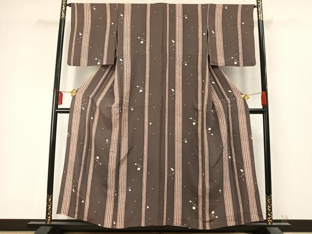 平和屋着物▽上質な小紋 単衣 駒 正絹 逸品 AABD0138fy