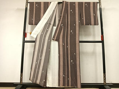 平和屋着物▽上質な小紋 単衣 駒 正絹 逸品 AABD0138fy