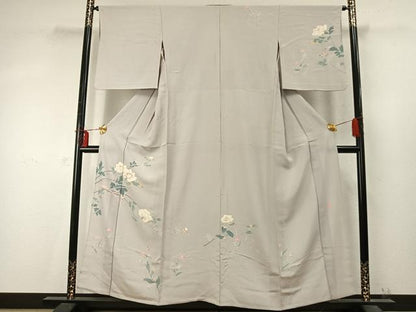 平和屋着物▽訪問着 単衣 友禅 作家物 枝花文 正絹 逸品 AABD0139fy