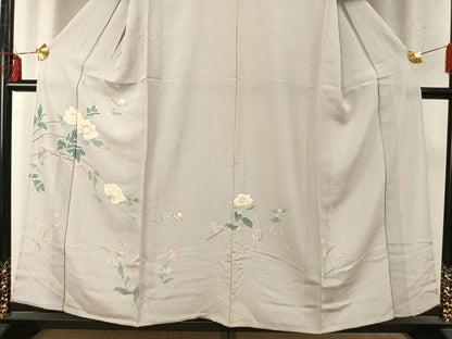 平和屋着物▽訪問着 単衣 友禅 作家物 枝花文 正絹 逸品 AABD0139fy
