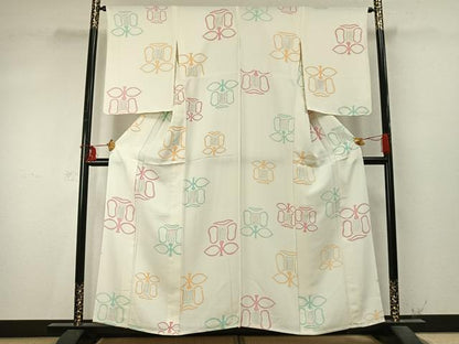 平和屋着物▽上質な小紋　単衣　遠州椿　正絹　逸品　未使用　AABD0141fy