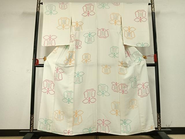 平和屋着物▽上質な小紋　単衣　遠州椿　正絹　逸品　未使用　AABD0141fy