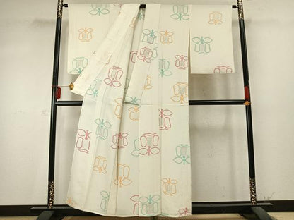 平和屋着物▽上質な小紋　単衣　遠州椿　正絹　逸品　未使用　AABD0141fy