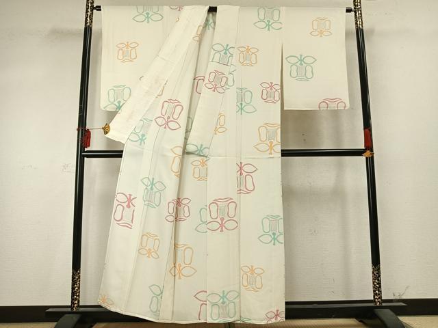 平和屋着物▽上質な小紋　単衣　遠州椿　正絹　逸品　未使用　AABD0141fy