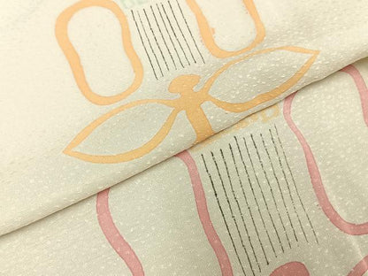平和屋着物▽上質な小紋　単衣　遠州椿　正絹　逸品　未使用　AABD0141fy