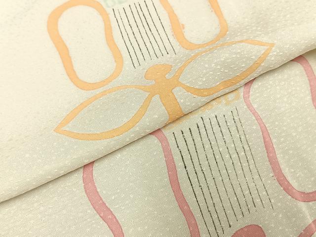平和屋着物▽上質な小紋　単衣　遠州椿　正絹　逸品　未使用　AABD0141fy