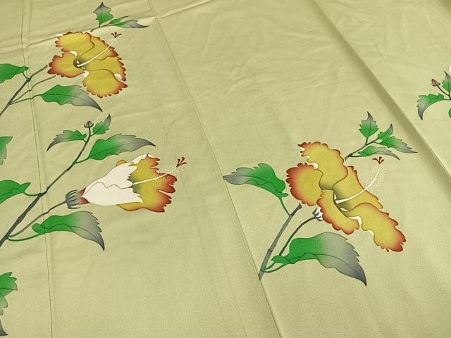 平和屋着物▽訪問着 単衣 枝花文 正絹 逸品 AABD0143fy