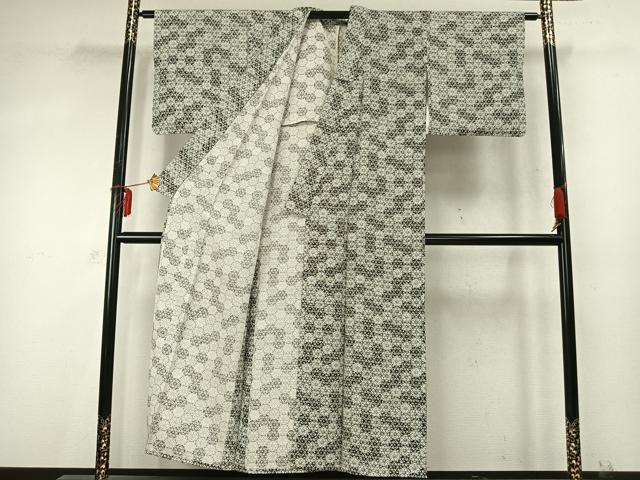 平和屋着物▽上質な小紋 単衣 麻の葉文様 正絹 逸品 AABD0144fy