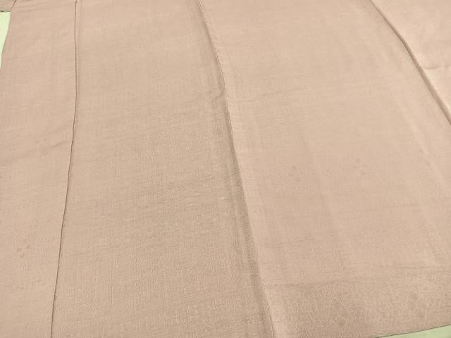 平和屋着物▽上質な色無地 単衣 横段地紋 灰桜色 正絹 逸品 AABD0145fy