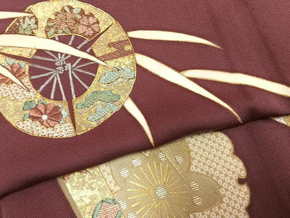 平和屋着物▽訪問着 単衣 駒刺繍 雪輪花文 金銀糸 金彩 やまと誂製 正絹 逸品 AABD0154fy