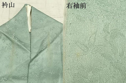 平和屋着物▽上質な色無地　単衣　花尽くし地紋　裏葉柳色　正絹　逸品　AABD0156fy