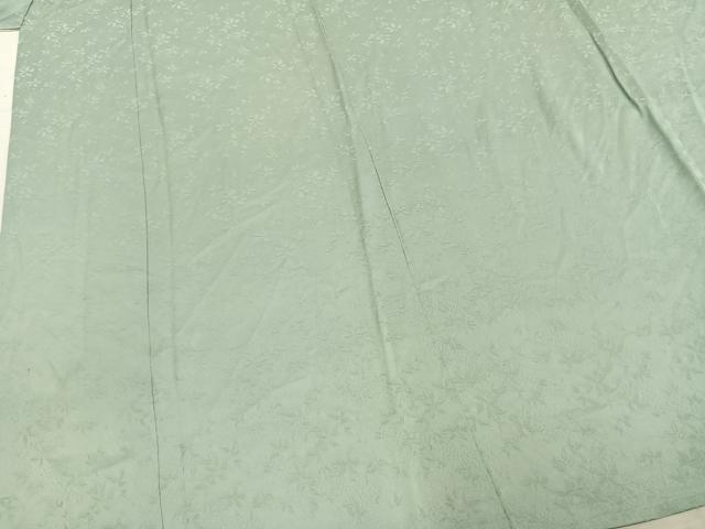 平和屋着物▽上質な色無地　単衣　花尽くし地紋　裏葉柳色　正絹　逸品　AABD0156fy
