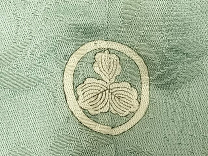 平和屋着物▽上質な色無地　単衣　花尽くし地紋　裏葉柳色　正絹　逸品　AABD0156fy