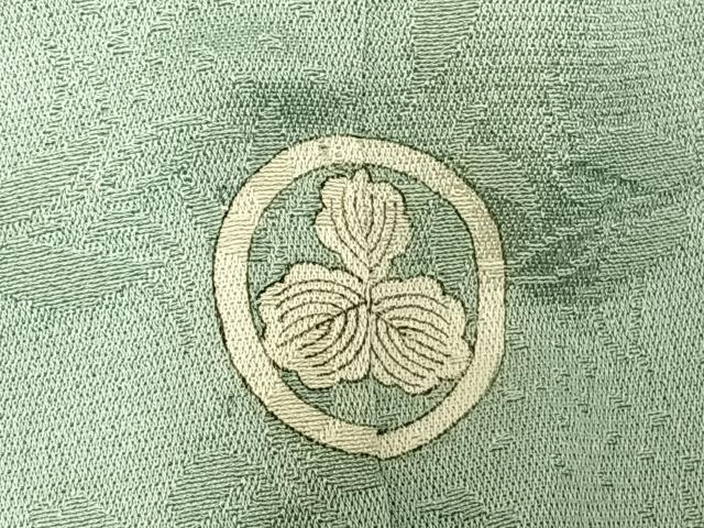 平和屋着物▽上質な色無地　単衣　花尽くし地紋　裏葉柳色　正絹　逸品　AABD0156fy