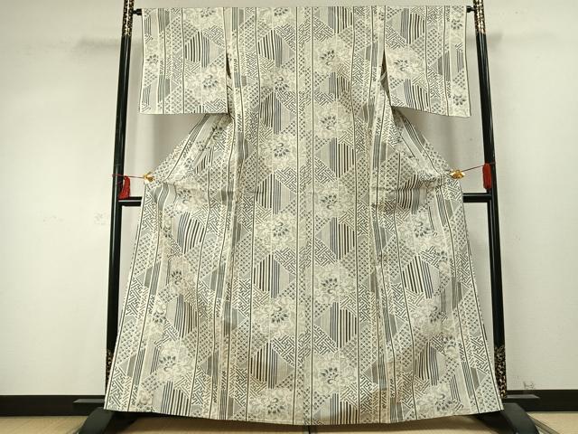 平和屋着物▽上質な紬 単衣 間道 正絹 逸品 未使用 AABD0160fy