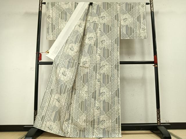 平和屋着物▽上質な紬 単衣 間道 正絹 逸品 未使用 AABD0160fy