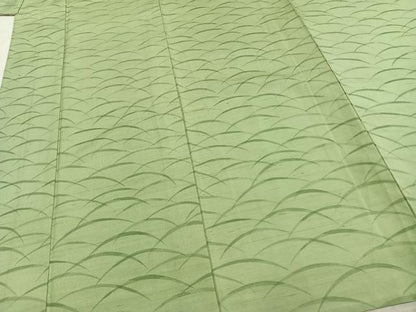 平和屋着物▽上質な小紋 単衣 紬地 手描き 芝文 正絹 逸品 AABD0161fy