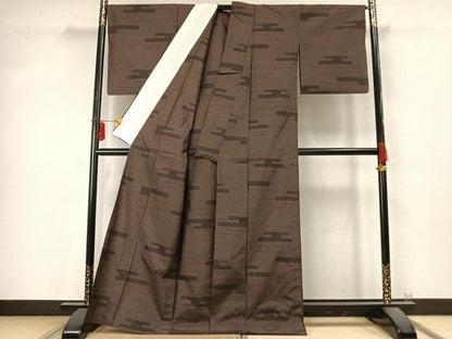 平和屋着物▽上質な紬 単衣 100亀甲 霞吉祥文 正絹 逸品 AABD0163fy