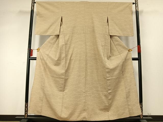 平和屋着物▽本塩沢 単衣 雲取り文 正絹 逸品 AABD0165fy