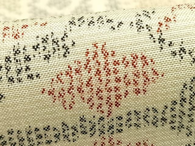 平和屋着物▽上質な紬 単衣 幾何学文様 正絹 逸品 AABD0166fy
