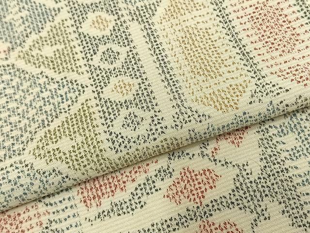 平和屋着物▽上質な紬 単衣 幾何学文様 正絹 逸品 AABD0166fy