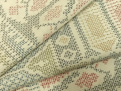 平和屋着物▽上質な紬 単衣 幾何学文様 正絹 逸品 AABD0166fy